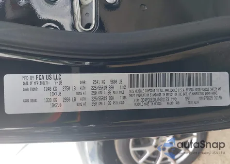 2018 Dodge Journey Gt Awd z USA, uszkodzony, nr VIN 3C4PDDEG8JT431173